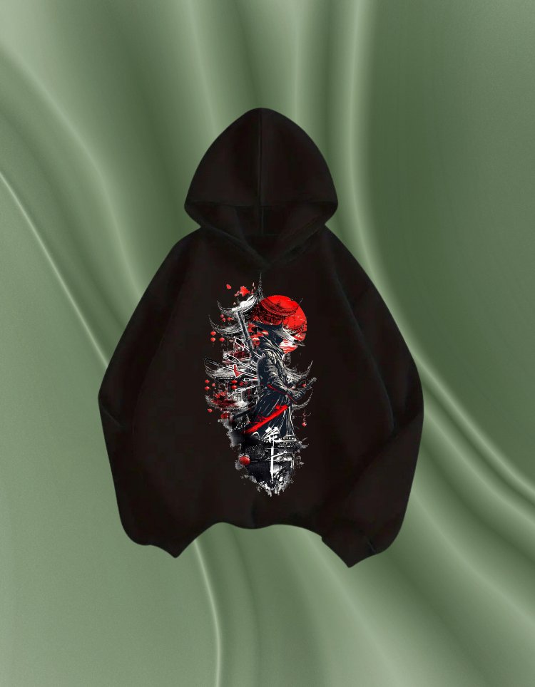 SAKURA-Unisex Premium Siyah Sweatshirt 