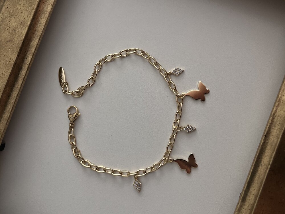 Xuping 14K Kelebek Charm Bileklik 