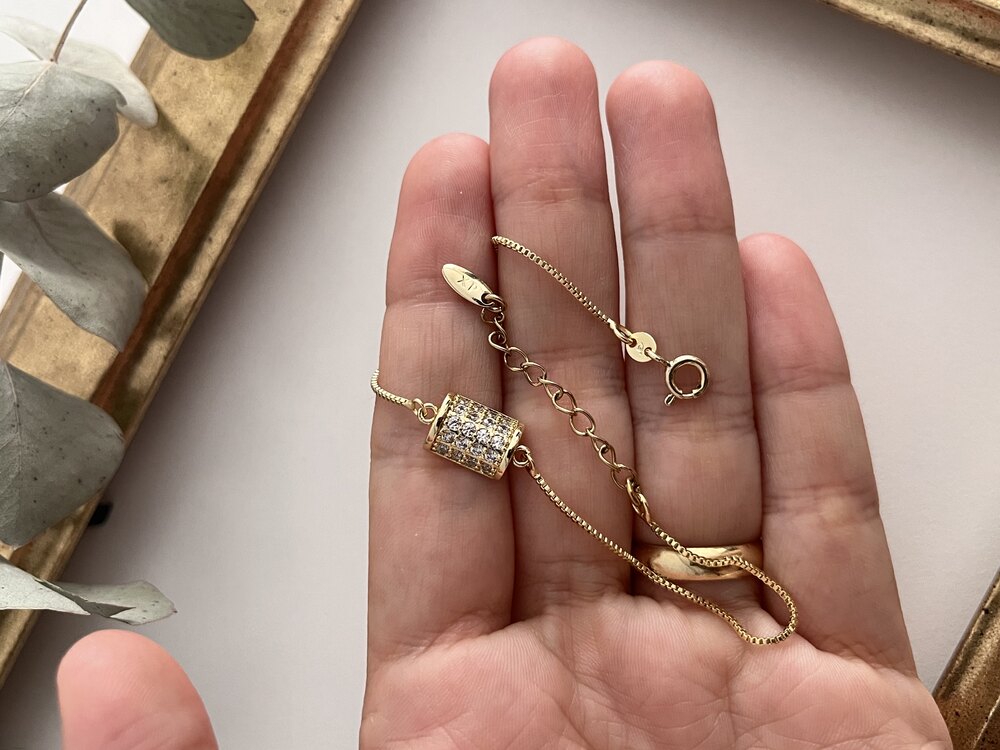 Xuping 14K Yarım Silindir Taşlı Bileklik 