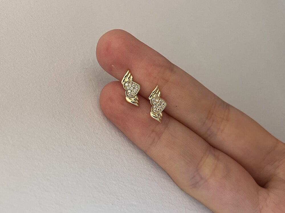 Xuping Mini Kanatlı Kalp Küpe 