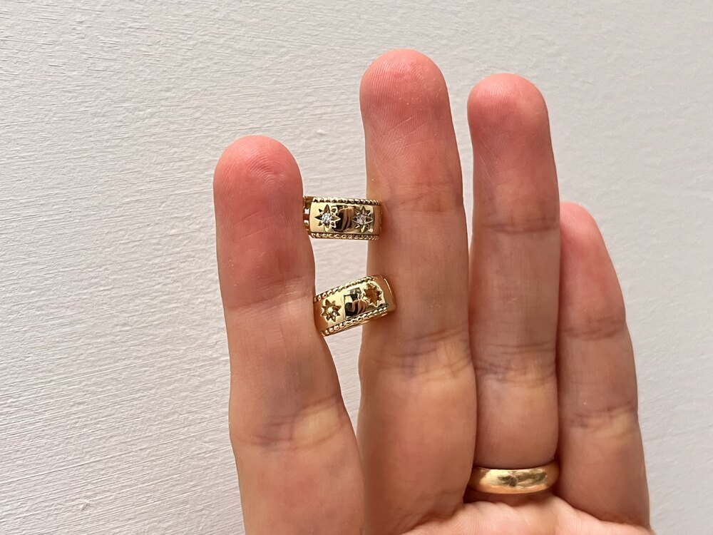 Xuping Mini Vintage Taşlı Halka Küpe
