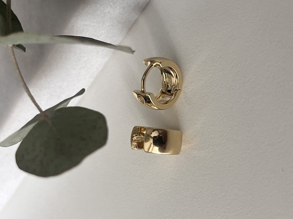 Xuping 14K Mini Kalın Halka Küpe