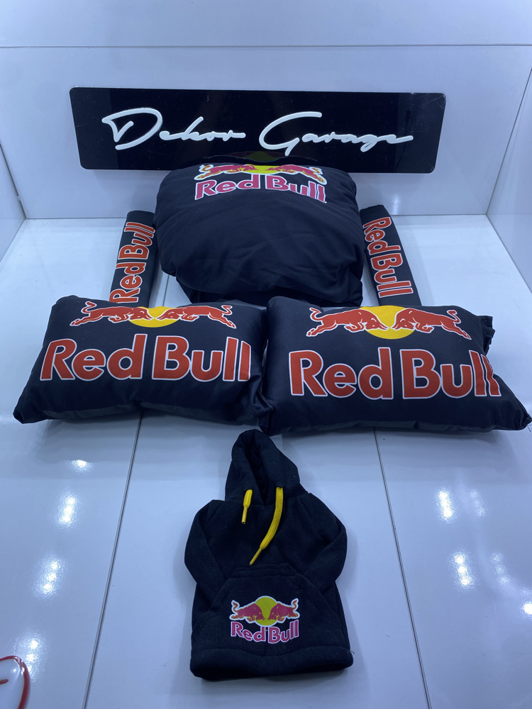 Redbull Siyah Süper Set Penye Kılıf + Kemer Ped + Boyun Yastığı + Vites Poları
