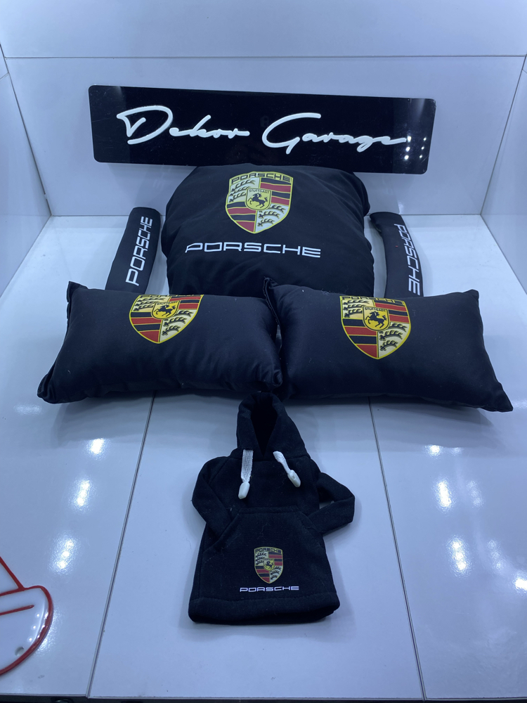 Porsche Süper Set Penye Kılıf + Kemer Ped + Boyun Yastığı + Vites Poları
