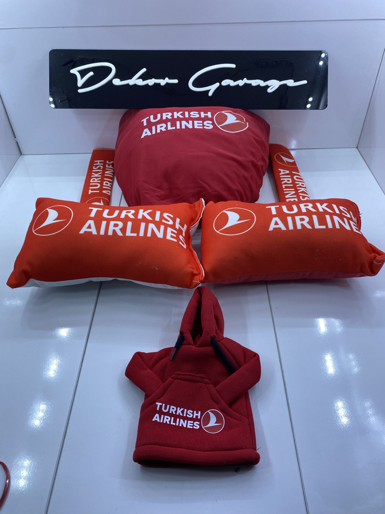 Turkısh Airlines Süper Set Penye Kılıf + Kemer Ped + Boyun Yastığı + Vites Poları