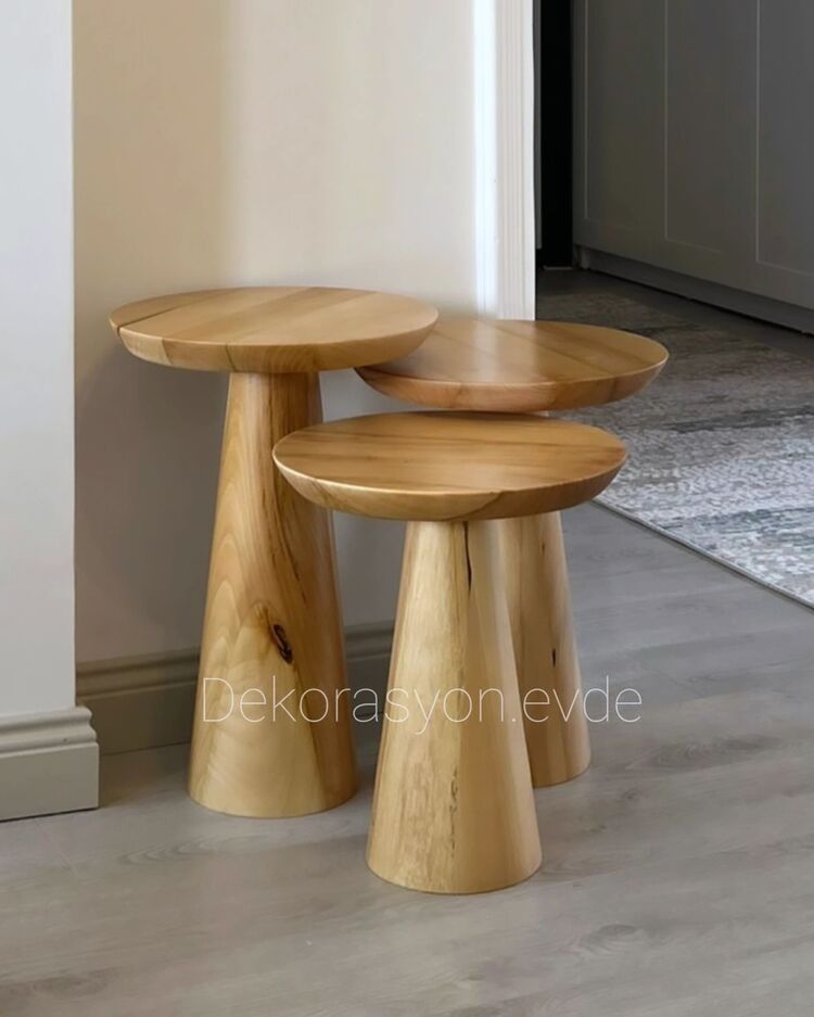 VERNIKLI MANTAR SEHPA 3LÜ SET 
