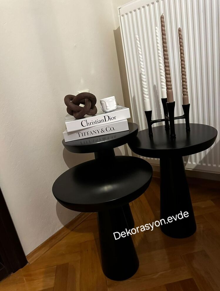 SİYAH 3LÜ MANTAR SEHPA SETİ