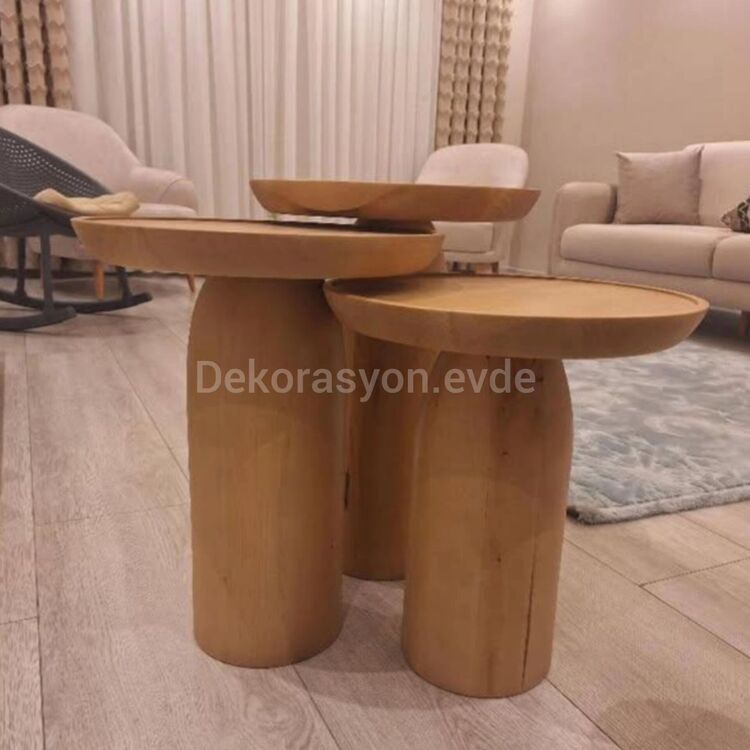 OLUKLU TABLA VERNİKLİ 3LU SET (kalın ayak)