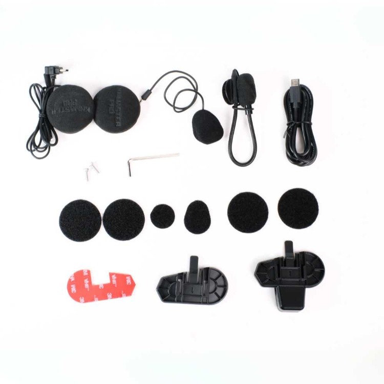 Knmaster KN2300PRO Motosiklet Kask İnterkom Bluetooth Intercom Kulaklık Seti – Siyah