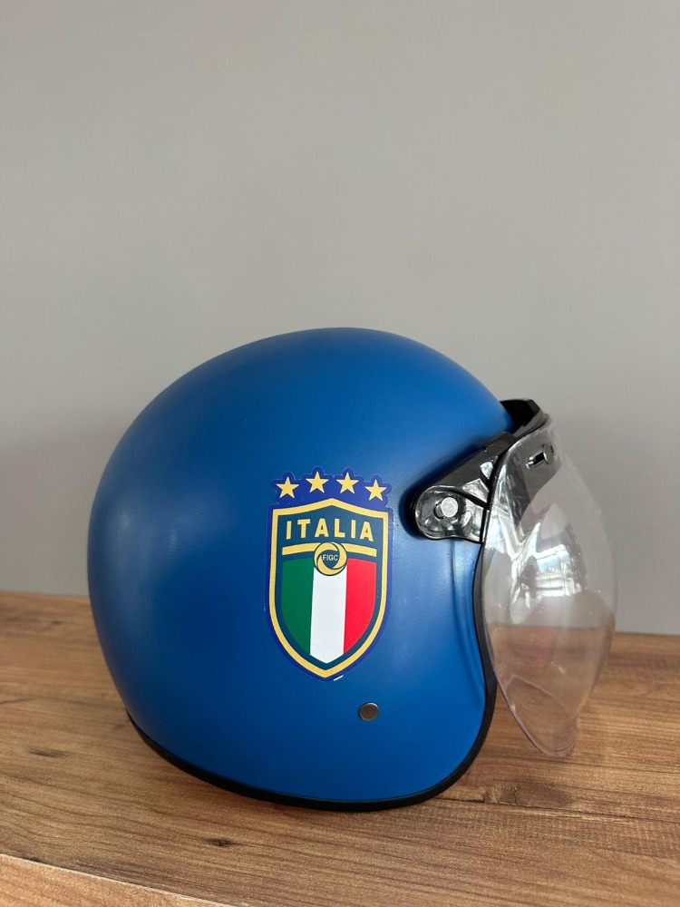 RETRO YARIM KASK MAVİ