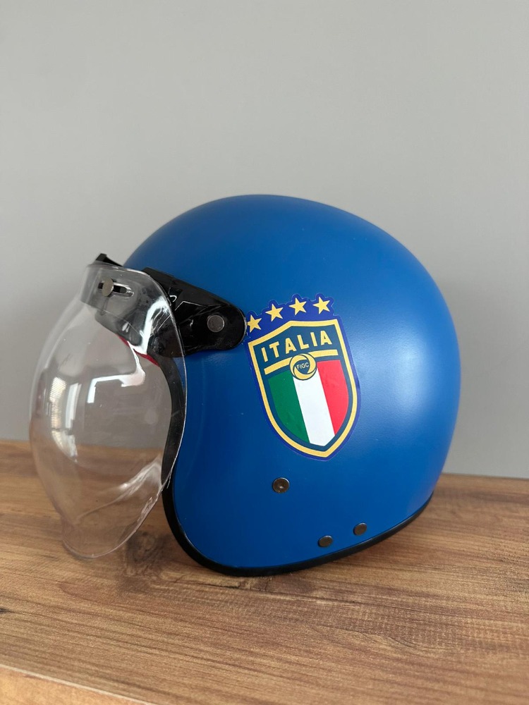RETRO YARIM KASK MAVİ