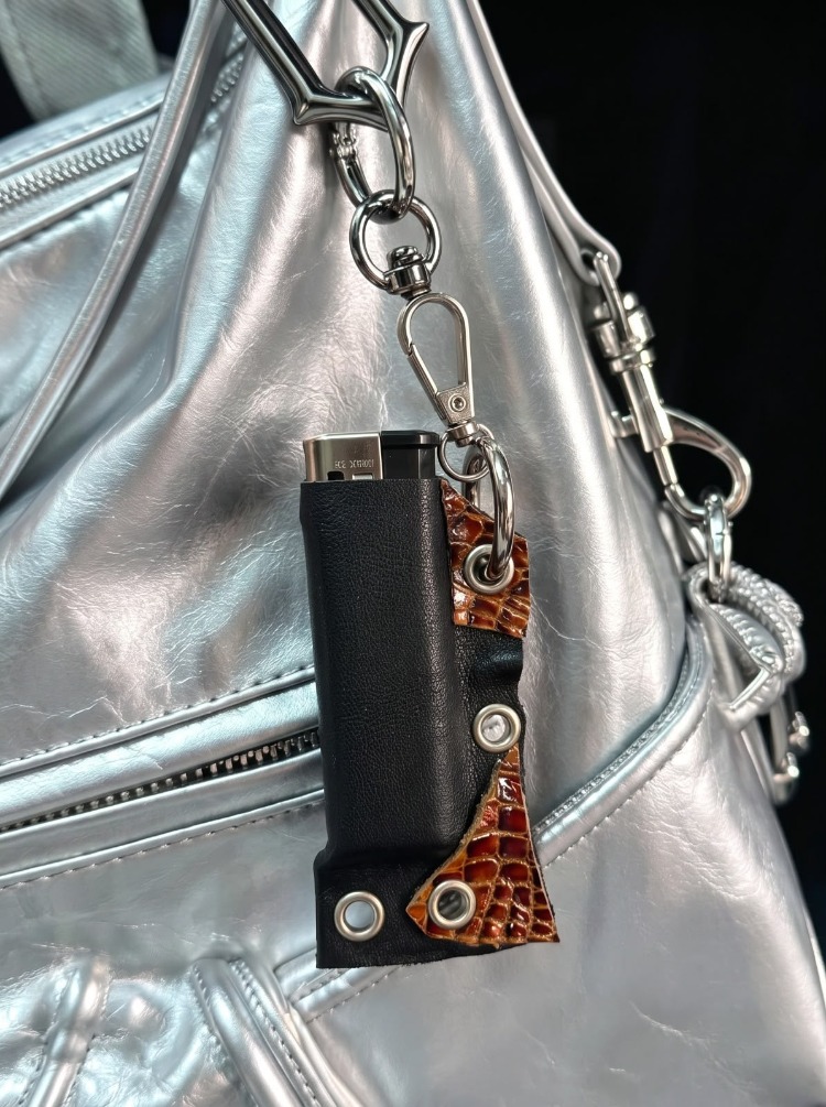 Croco Detailed Leather Lighter Case