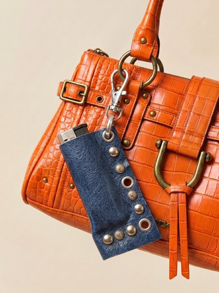 Blue Leather Lighter Case