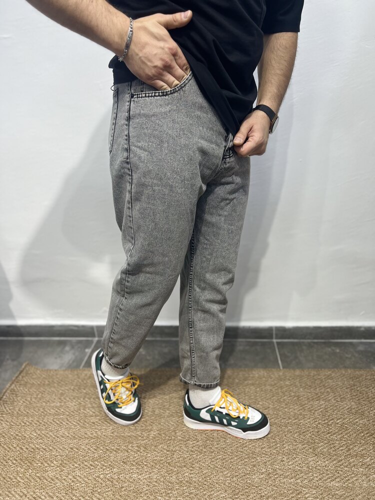 Gri yüksek bel boyfrend pantolon
