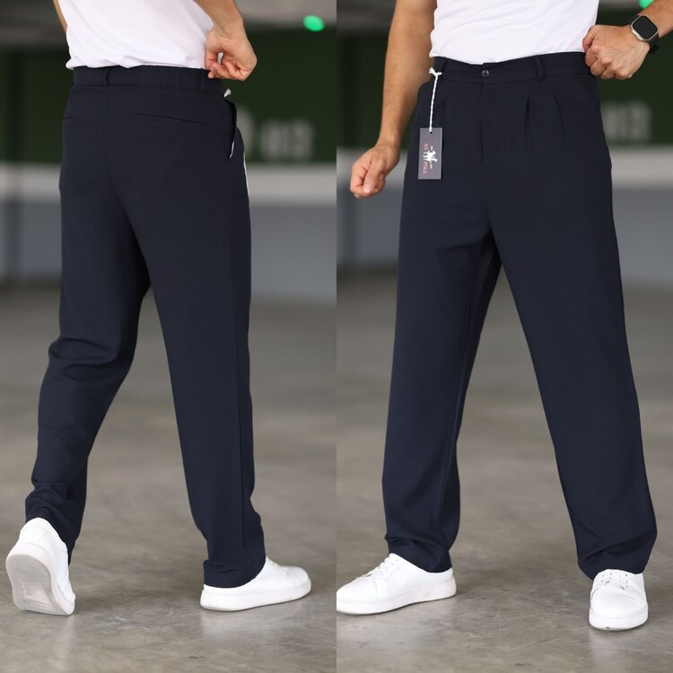 Lacivert baggy kumaş pantolon