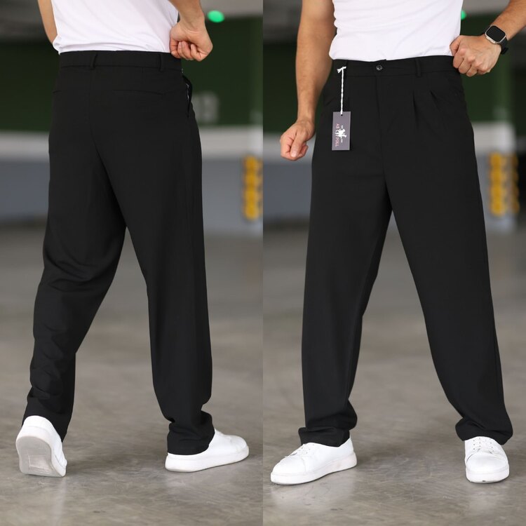 Siyah baggy kumaş pantolon