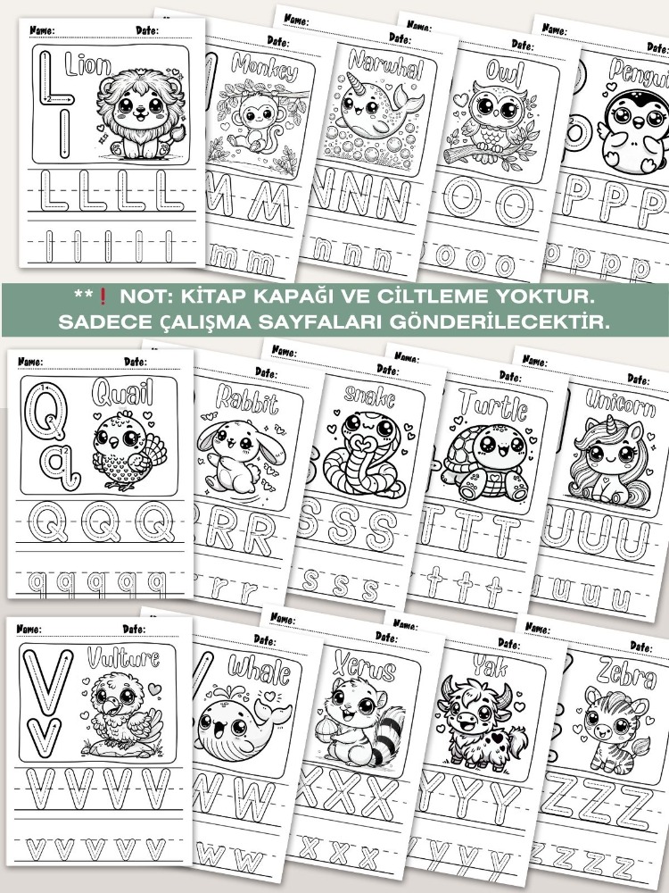 Hayvan Boyama Alfabe – Çocuklar İçin ABC (OK13)
