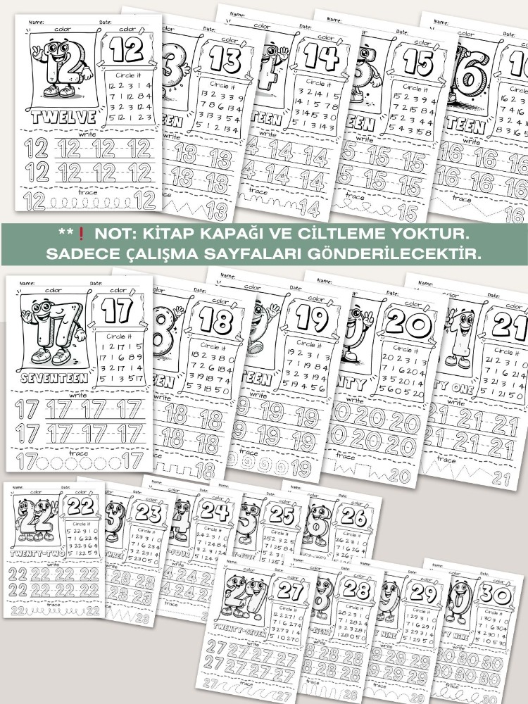 1–30 Sayılar Çalışma Sayfaları (OK15)