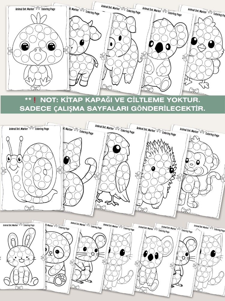 Eğlenceli Hayvan Nokta Boyama Sayfaları (OK16)