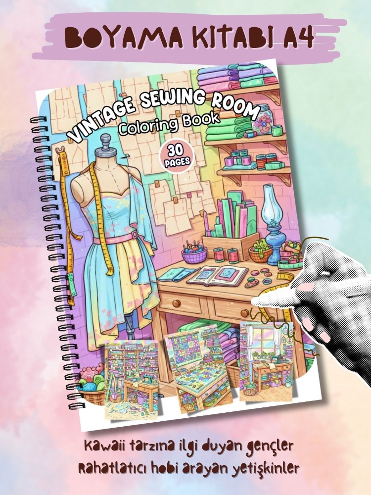Vintage Sewing Room Boyama Kitabı (A408)