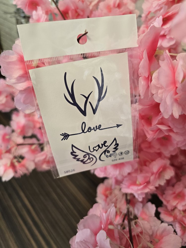 sonradan kararan Kanat ve Love yazı geçici dövme
