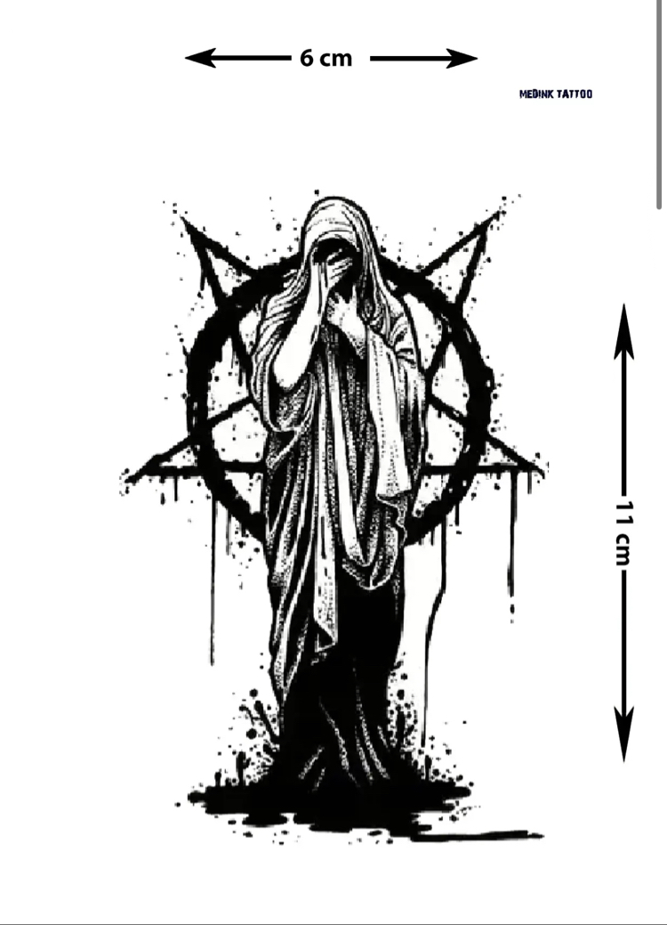 Pentagram desen geçici dövme minimal