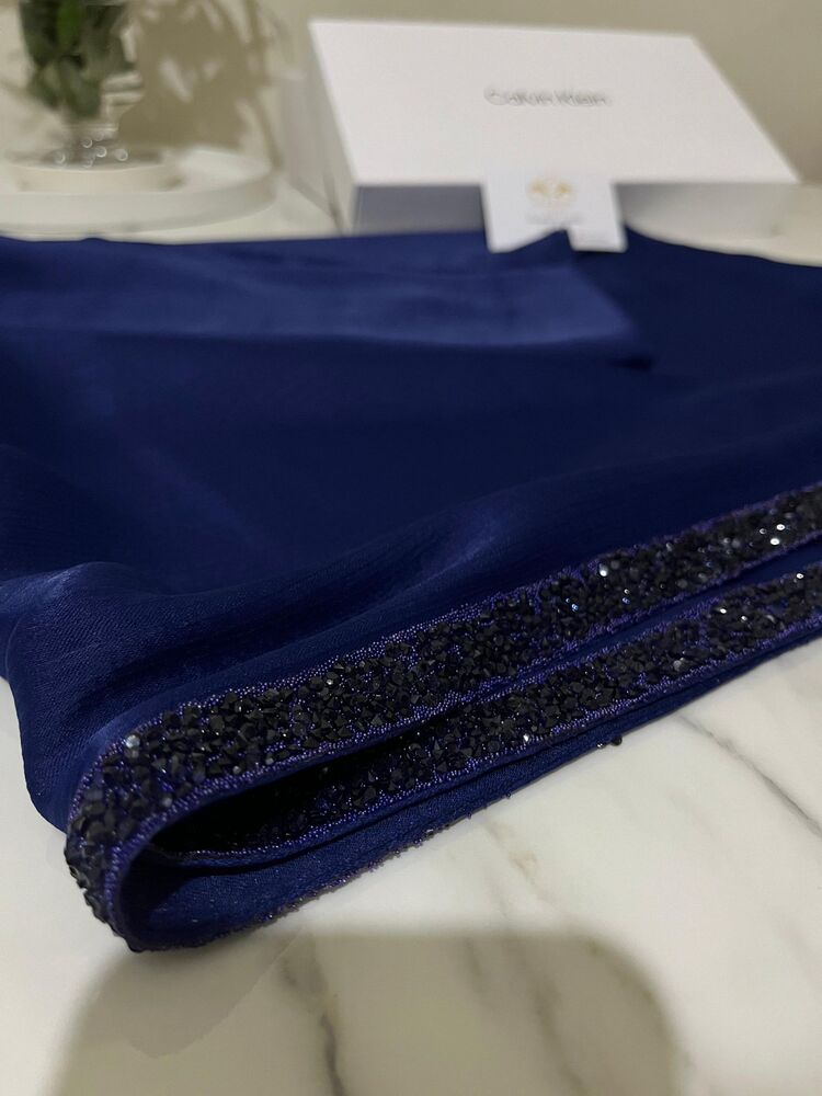 Larcivert kristal taşlı abiye şal