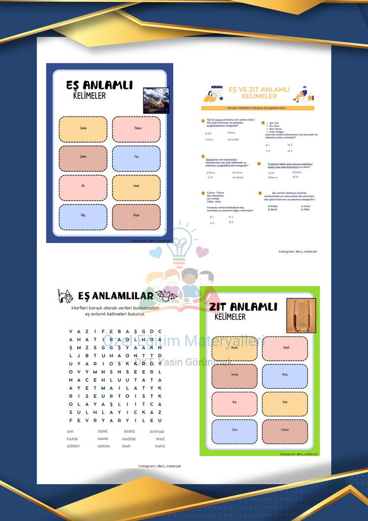 Eş ve Zıt Anlamlı Kelimeler