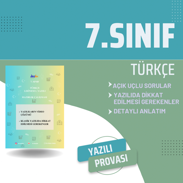 7.SINIF TÜRKÇE 2.DÖNEM 1.YAZILI HAZIRLIK (AÇIK UÇLU SORULAR)