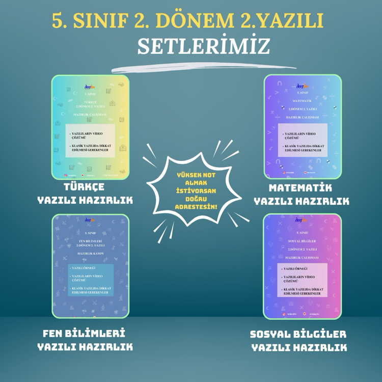 5.Sınıf Tüm Dersler 2.Dönem 2.Yazılı Hazırlık Seti