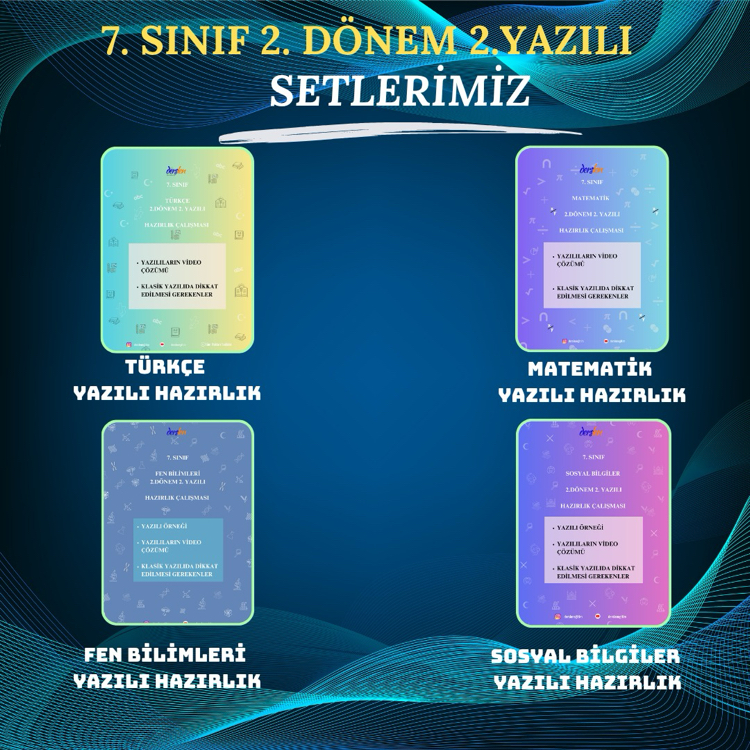 7. SINIF 2. DÖNEM 2. YAZILI TÜM DERSLER YAZILI SETİ