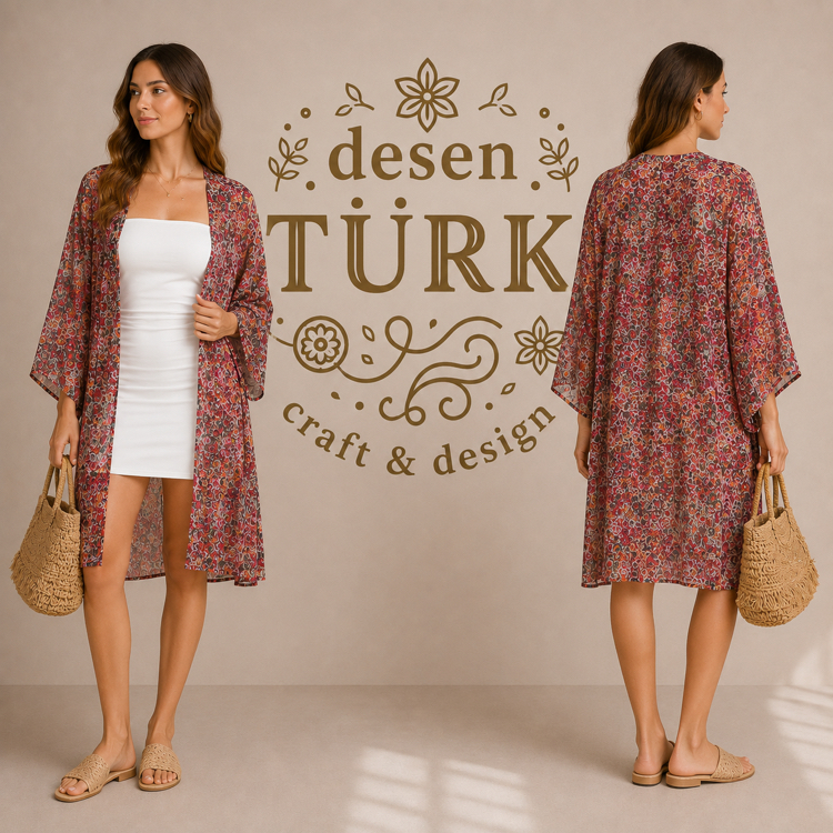 Flora Akvarel Kaftan Midi