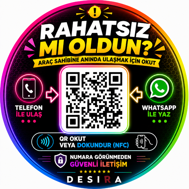 2 Adet Etiket | NFC & QR Araç İletişim Etiketi | Telefonunu Yaklaştır Sayfa Açılsın