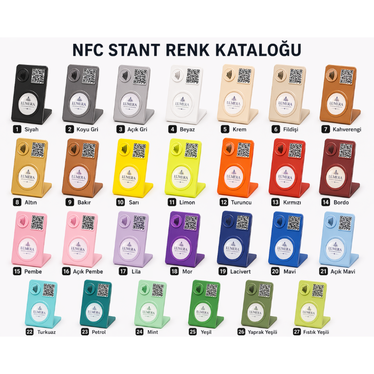 NFC & QR Kodlu Akıllı Masa Standı | Mor Renk | Temassız Sosyal Medya