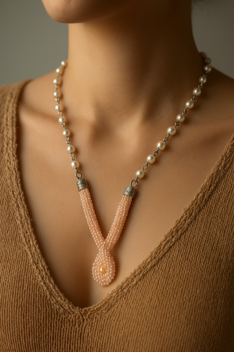 Handmade Pearl & Bead Necklace 