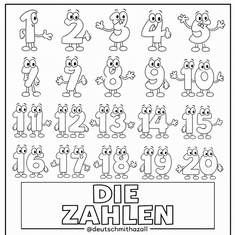 Die Zahlen 0–20 Malerei (0–20 Sayılar Boyama Kitabı)