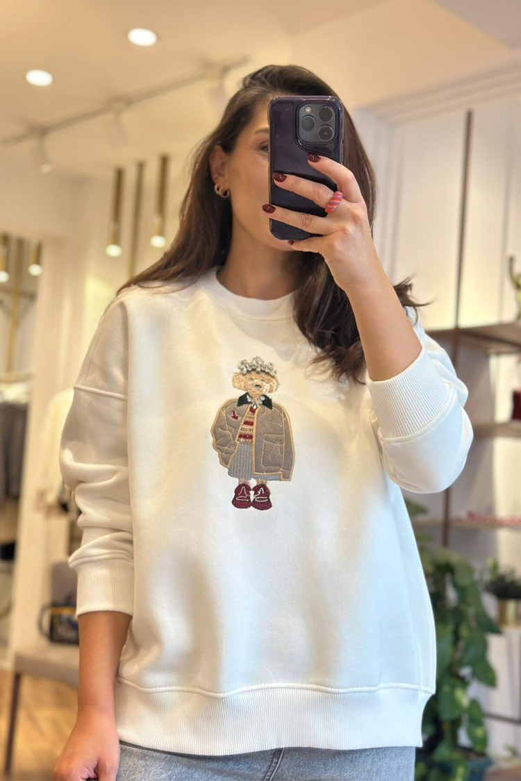 Kışlık taş detaylı Sweatshirt
