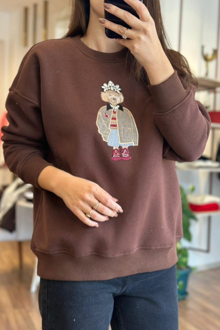 Kışlık taş detaylı Sweatshirt