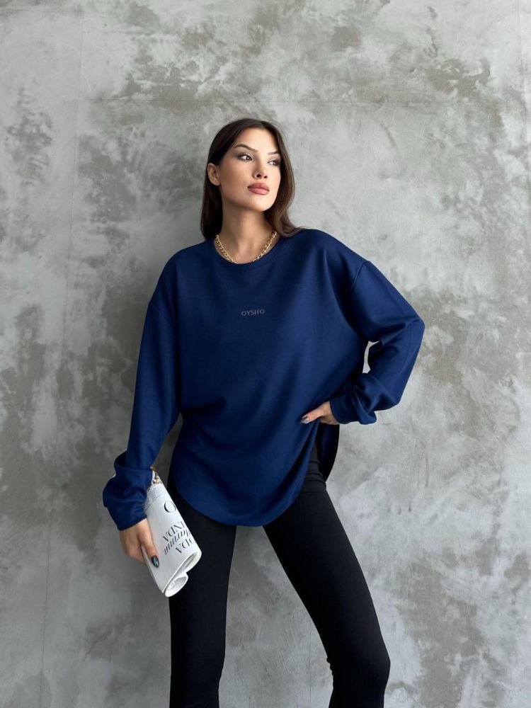 Asimetrik kesim Modal Sweatshirt Lacivert