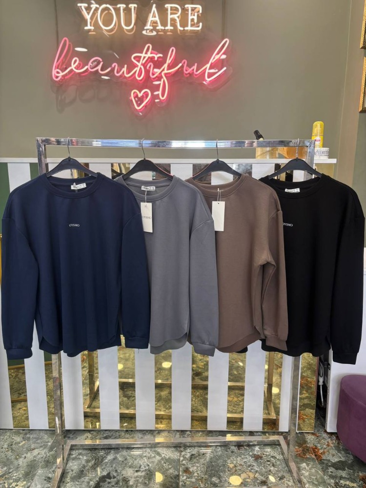 Asimetrik kesim Modal Sweatshirt Lacivert