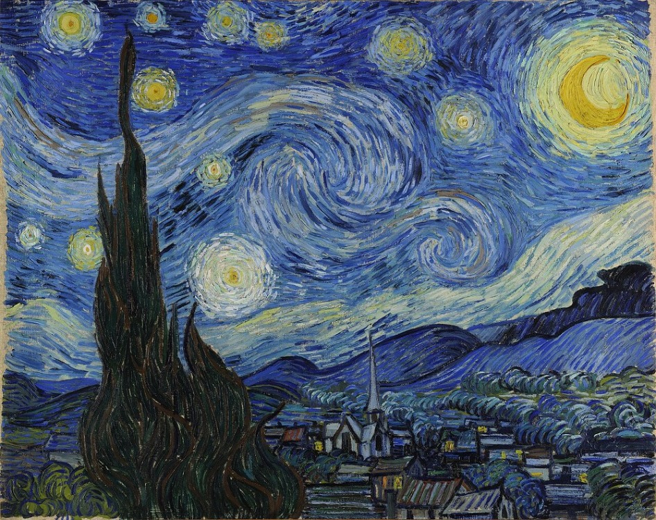 Vangogh yıldızlı gece tablo detaylı sweatshirt