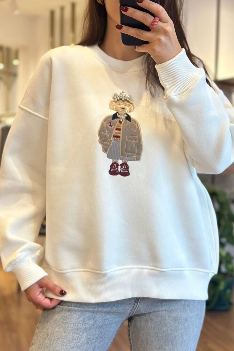 Kışlık taş detaylı Sweatshirt