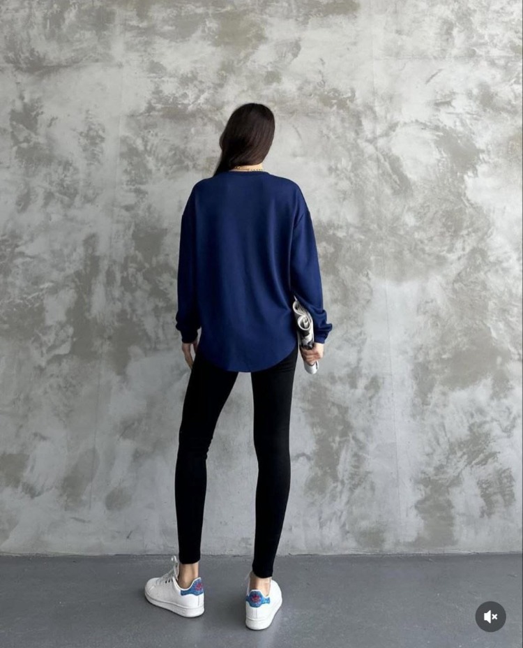 Asimetrik kesim Modal Sweatshirt Lacivert