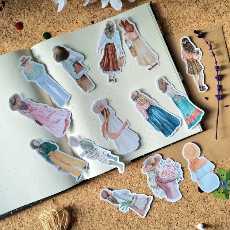 Suluboya Tasarımlı Kız Sticker