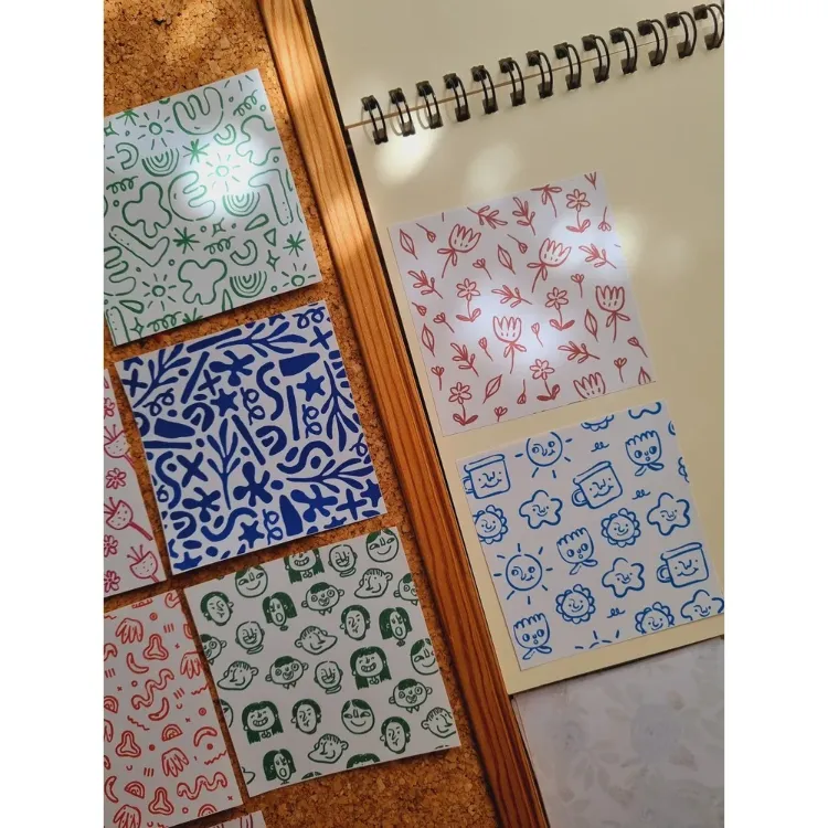 Doodle Desenli Scrapbook Kağıdı