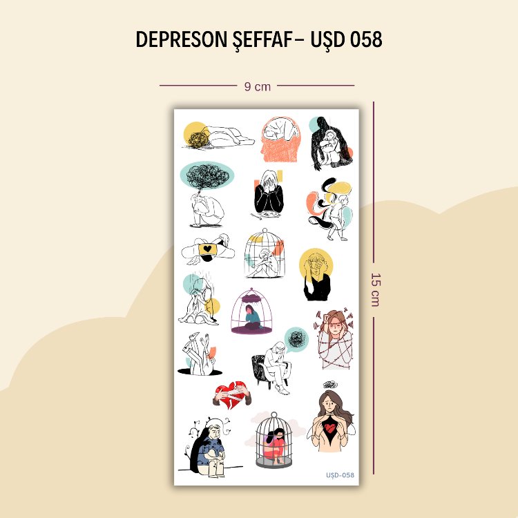UŞD-058 Depresyon Şeffaf Sticker