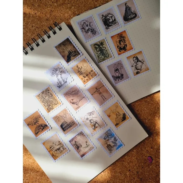 Kraft Eskiz Pul Kutulu Sticker