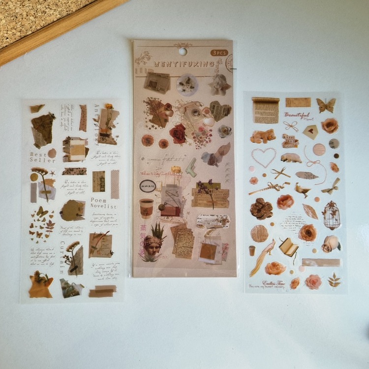 3 Sayfa Vintage Sticker Seti (8 Farklı Model Seçeneği)