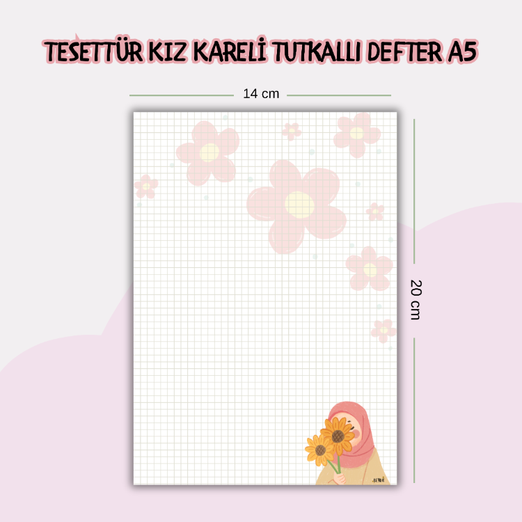 Tesettür Kız Kareli Tutkallı Defter