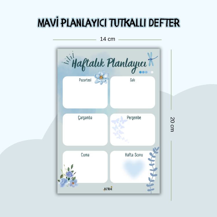 Mavi Planlayıcı Tutkallı Defter